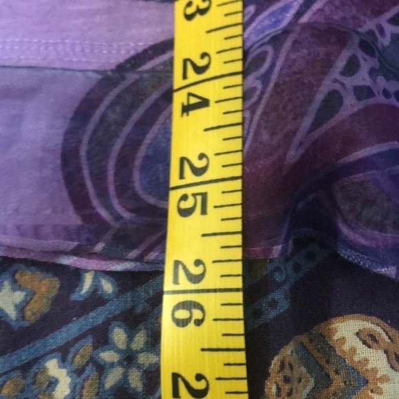 One World Women’s Tunic Top Purple/Green Embroidered V Neck with Sequins Size S - Picture 10 of 11